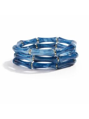 New! Blue Acrylic Bamboo Bracelet Stack Set NWOT